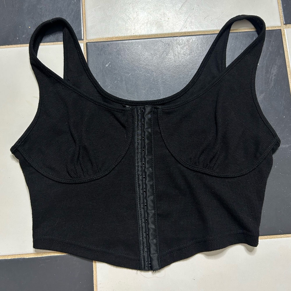 Black Ribbed Corset Top